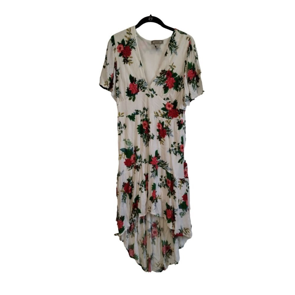 Flying Tomato red floral hi-low‎ maxi dress
